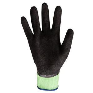 Palm view of general purpose Helix 1062 18-gauge sandy nitrile palm coated gloves.