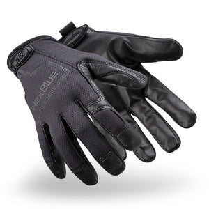 Black HexBlue 2137 law enforcement safety gloves as they might appear on your hands.