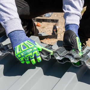 person holding metal sheeting wearing Helix® 3026IMP