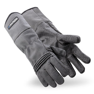 Grey Hercules 400R6E highly cut resistant gauntlet style gloves as they might appear on your hands.