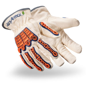 Pair of Chrome SLT 4059IMP chromium reduced leather work glove as they might appear on your hands.