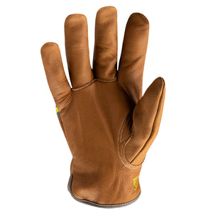 Palm view of chrome slt 5071 water and oil resistant gloves with sustainable leather treatment.