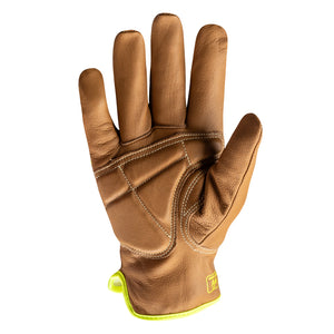 Palm view of chrome slt 5072 water and oil resistant gloves with sustainable leather treatment.