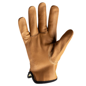 Palm view of chrome slt 5073 water and oil resistant gloves with sustainable leather treatment.