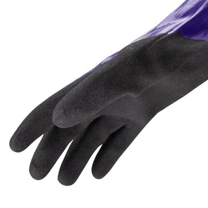 Side view of purple HexChem 7040 chemical resistant gauntlet style glove.