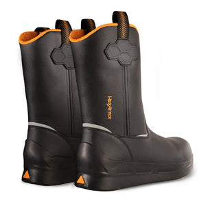 Back side of HeatArmor™ Wellington boot showcasing HeatArmor's hi-vis details on the liner and heel.