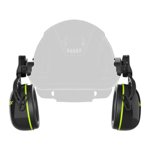 Ceros® K-Series® K2M magnetic earmuffs attached on helmet front view