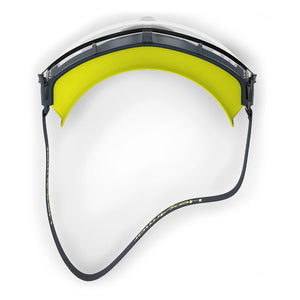 LT300 scratch-resistant safety goggles from the top-down showcasing the strap and seal.