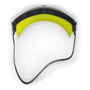 LT300 grey scratch-resistant safety goggles from the top-down showcasing the strap and seal.