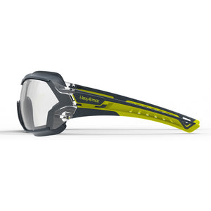 MX225G anti-fog safety glasses with gasket from the side showcasing the HexArmor logo on the frame.