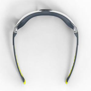 MX225G scratch-resistant safety glasses with gasket from the top-down showcasing the nose piece.