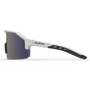 Shockwave safety glasses from the side showcasing the HexArmor logo on the frame.