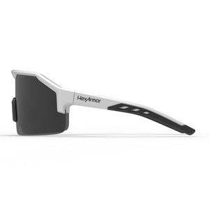 Shockwave safety glasses from the side showcasing the HexArmor logo on the frame.