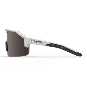 Shockwave safety glasses from the side showcasing the HexArmor logo on the frame.
