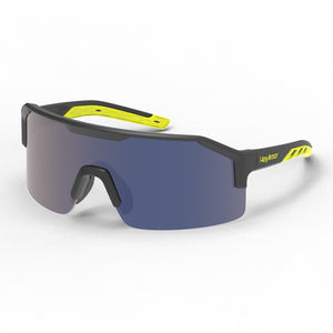 Shockwave safety glasses shown as they are sitting on a table.