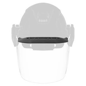 Sun glare/rain cove attached on helmet front view