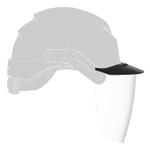 Sun glare/rain cove attached on helmet side view