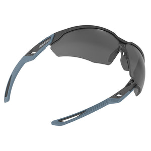 VuFlight grey 12% safety glasses showcasing the optical clarity of the rimless lenses.