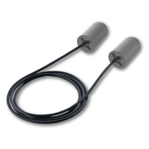accuFit large earplug with black cord.