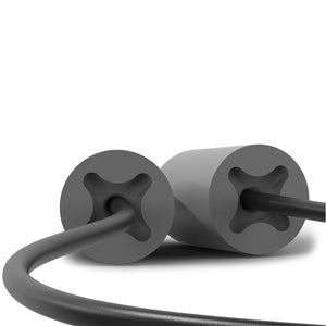 accuFit large earplug with black cord. Close up of cord in earplug.