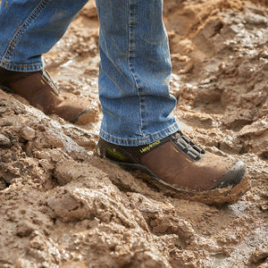 Worker standing in Xbase BOA safety boots on construction site.