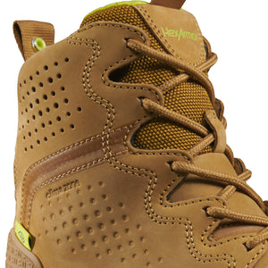 Up-close view of Xtend tan 8-inch mens work boot’s lacing system for superior fit and comfort.