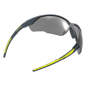 Floating grey 23% NX1 safety glasses showcasing the optical clarity of the lenses.