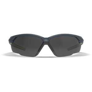 Grey 12% NX1 scratch-resistant safety glasses as shown from the front.