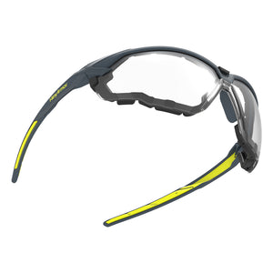 Floating NX1G gasketed safety glasses showcasing the optical clarity of the lenses.