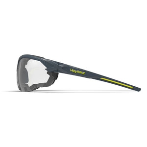 NX1G gasketed safety glasses from the side showcasing the HexArmor logo on the frame.