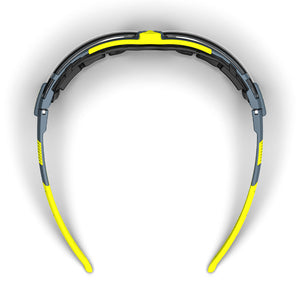 VS300G scratch-resistant safety glasses from the top-down showcasing foam gasket.