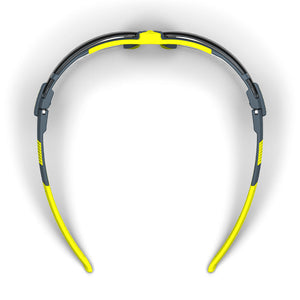 VS300S safety glasses from the top-down showcasing the nose piece.