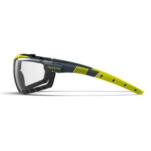 VS300SG anti-fog safety glasses from the side showcasing the HexArmor logo on the frame.