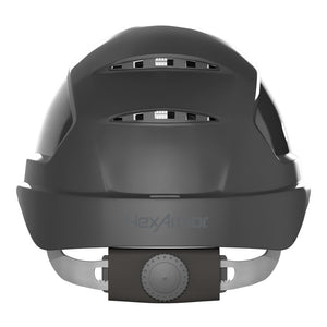 Ceros XP250 vented safety helmet as shown from the back showcasing the wheel ratchet adjustment system.