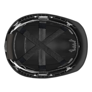 Ceros XP250 black safety helmet showcasing the suspension system on the underside of the helmet.