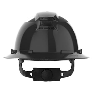 Back view of Ceros XP300 full brim safety helmet showing the swiftlock one hand turn wheel ratchet.