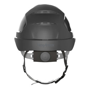 Ceros XP450AE chin strap safety helmet as shown from the back showcasing the wheel ratchet adjustment system.