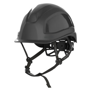 Ceros XP450AE black safety helmet with Mips and a chin strap.