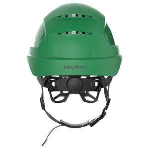 Ceros XP450A with Mips and chin strap safety helmet as shown from the back showcasing the wheel ratchet adjustment system.