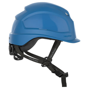 Ceros XP450A with Mips blue vented safety helmet as shown from the side.