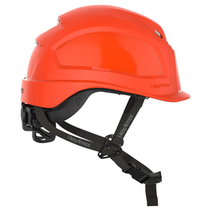 Ceros XP450A with Mips orange chin strap safety helmet as shown from the side.