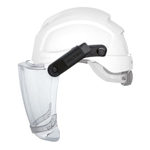 Ceros® XP Click-and-Go® magnetic face shield with chin guard attached to helmet side view