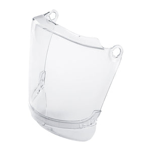 Face shield window with chin guard