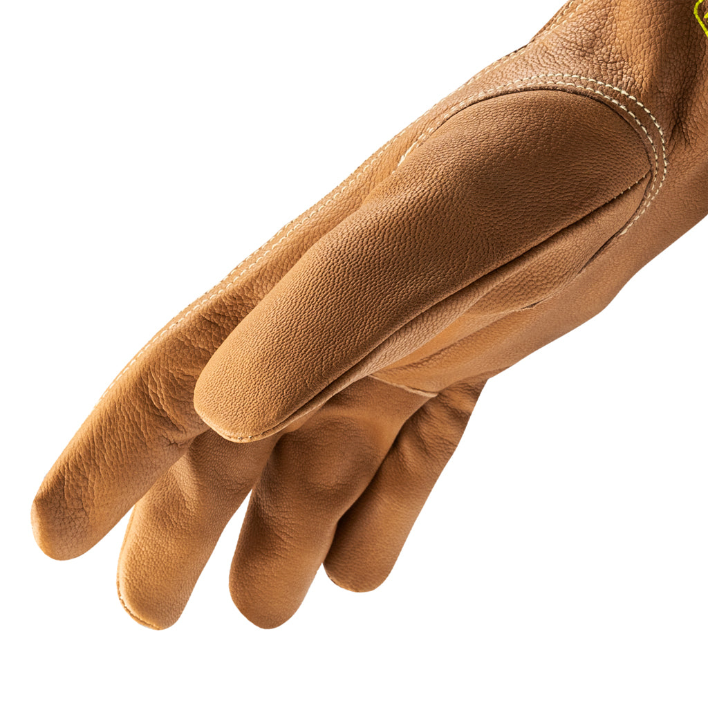 Side view of pfas-free chrome slt 5071 water and oil resistant gloves with sustainable leather treatment.
