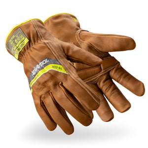 Pair of pfas-free chrome slt 5072 water and oil resistant gloves with sustainable leather treatment.