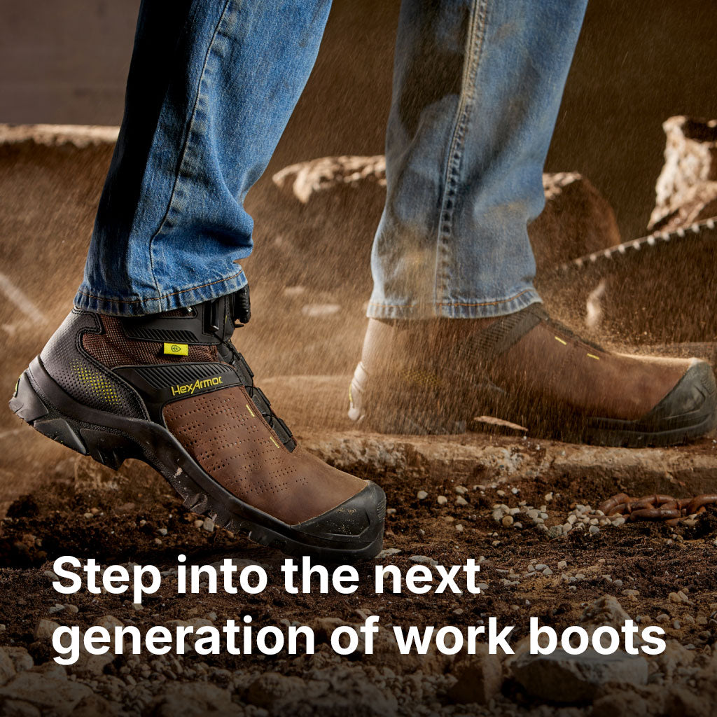 construction worker wearing the Xbase Boa walking in mud