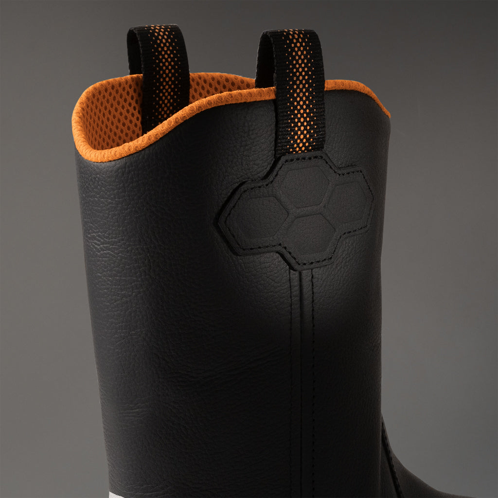 Up-close view of HeatArmor Wellington boot’s pull tabs