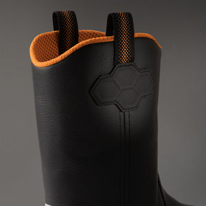 Up-close view of HeatArmor Wellington boot’s pull tabs