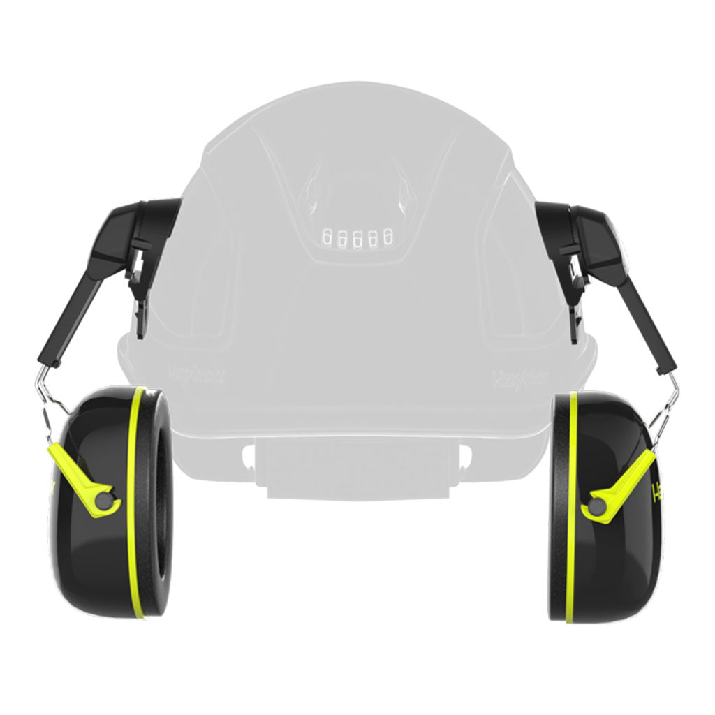 Ceros® K-Series® K2C earmuffs attached on helmet front view