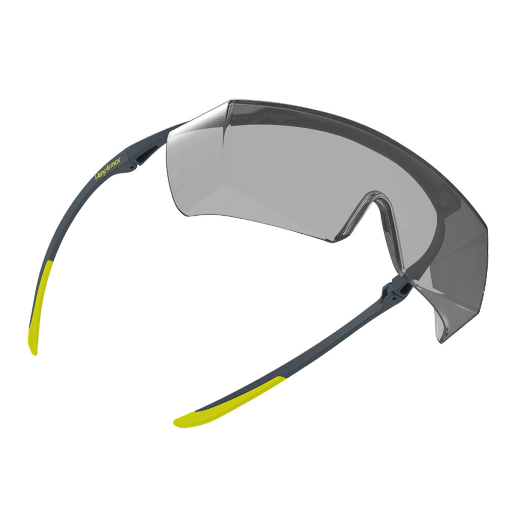 LT250 OTG grey safety glasses showcasing the optical clarity of the lenses. 